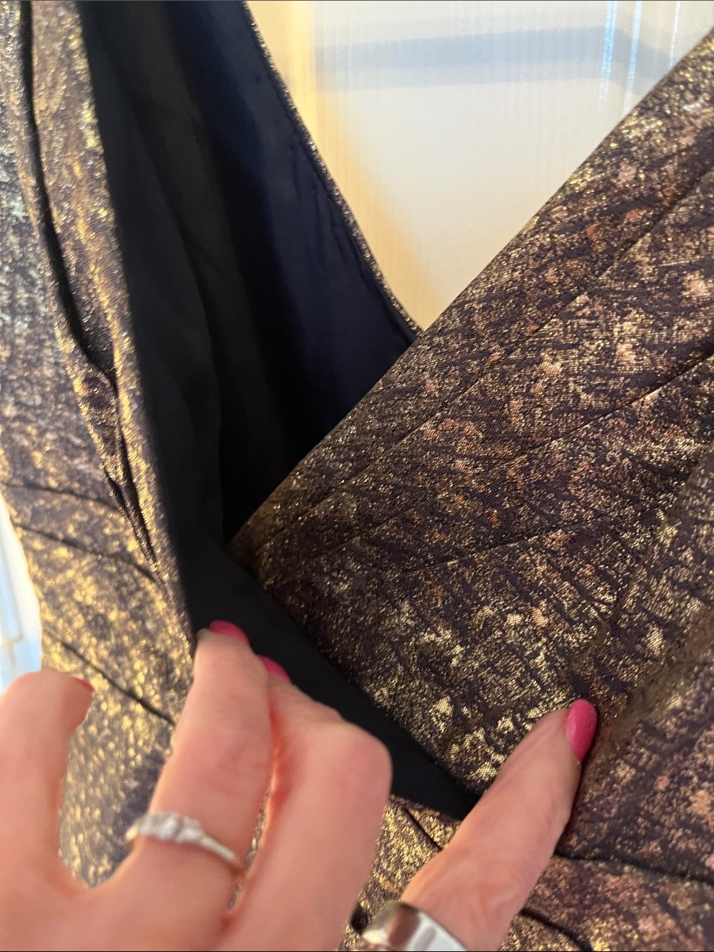 Theia Gold Foil Fit & Flair Dress - Picture 4 of 12